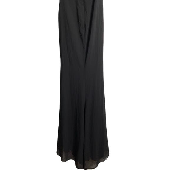 Ieena for Mac Duggal 55704 Beaded Shoulder Ruched Dress High Slit Black Size 4 - Picture 7 of 15